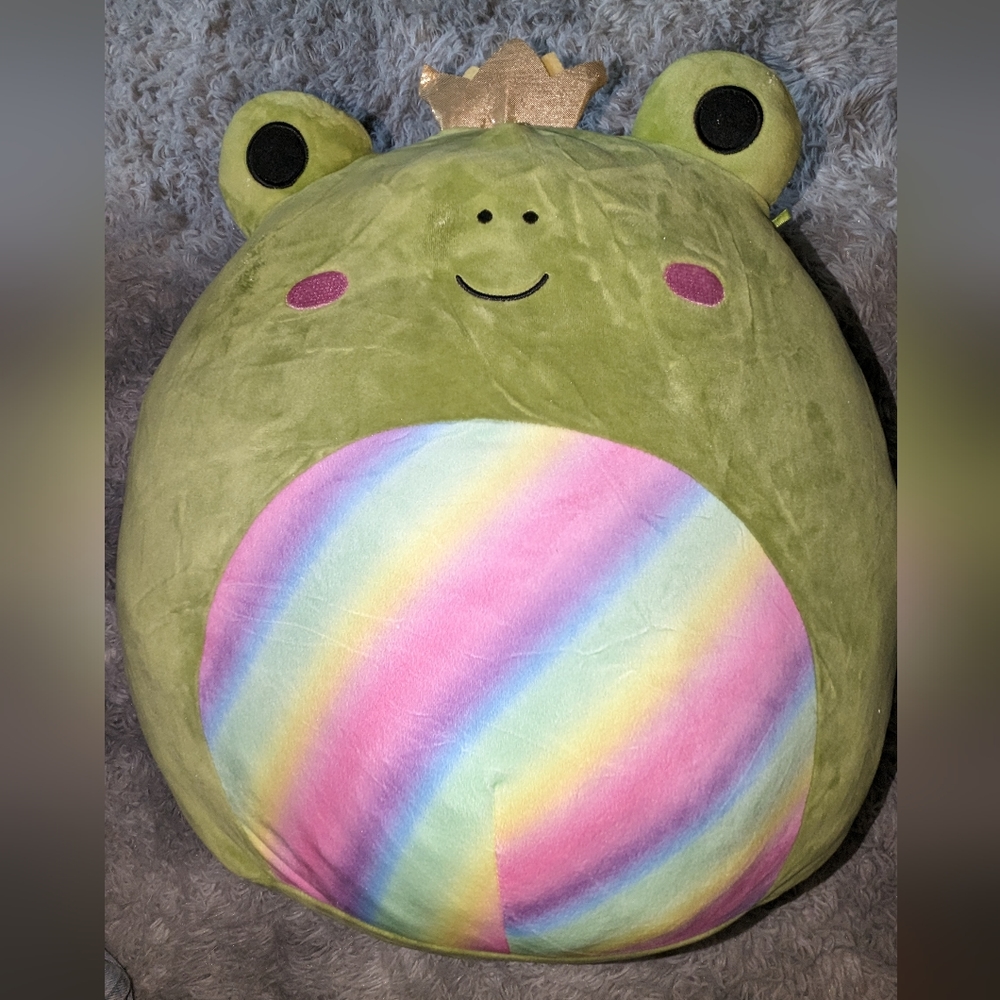 Squishmallow Doxl Frog 16 Inch Green Rainbow Plush Kellytoy